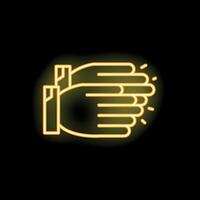 Neon icon of two hands clapping on black background vector