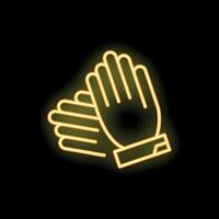 Neon icon of two hands clapping on black background vector