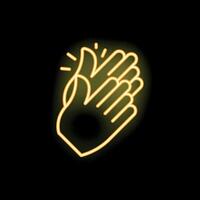 Neon icon of clapping hands showing appreciation vector