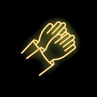 Neon icon of hands clapping representing applause vector