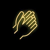 Two hands clapping giving applause neon sign on black background vector