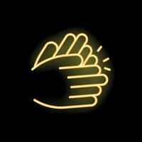 Neon yellow clapping hands applause icon sign vector