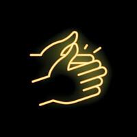 Neon icon of two hands clapping representing applause vector
