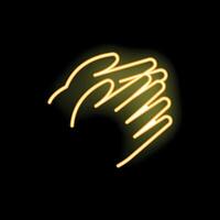 Neon icon of two hands clapping representing applause vector