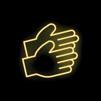 Two hands clapping neon sign on black background vector