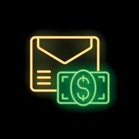 Neon icon of mail envelope representing sending money online vector