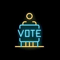 Neon sign of a politician giving a speech during election campaign about to vote vector