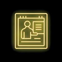 Neon yellow online class icon on black background vector