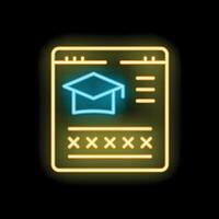 Neon icon showing website offering online education programs vector