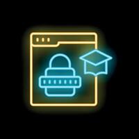 Neon icon of website security for online education platform vector