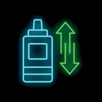 Neon icon of cosmetic product with increasing and decreasing arrows representing price change vector
