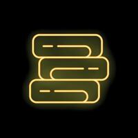 Yellow neon icon of computer server showing data storage vector