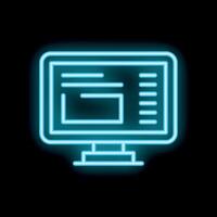 Neon icon of desktop computer displaying website design interface vector