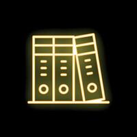 Neon icon of office binders representing organization and data storage vector