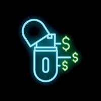Neon usb flash drive generating money online business concept vector