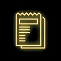 Neon yellow icon of two documents with text glowing on black background vector