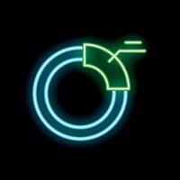 Neon style icon showing a partial pie chart with lines extending from it vector