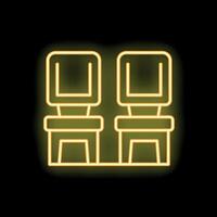 Two empty chairs side by side are glowing in this neon sign vector