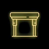 Glowing neon line table icon isolated on black background vector