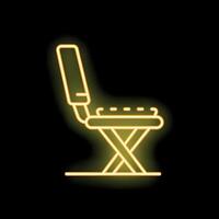 Glowing neon line camping portable folding chair icon isolated on black background vector