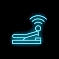 Neon icon of a stapler connecting to wifi emitting radio waves vector