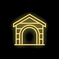 Neon doghouse glowing on black background vector