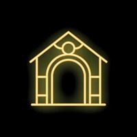Neon doghouse glowing on black background vector
