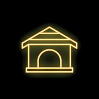 Glowing neon icon of dog house on black background vector