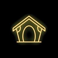 Neon doghouse glowing on a black background vector