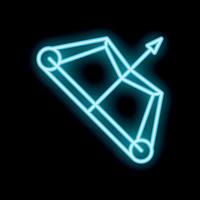 Neon bow and arrow glowing on dark background vector