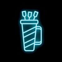 Neon blue quiver with arrows displaying on black background vector