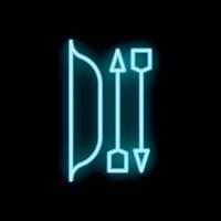 Neon blue bow and arrows sign on black background vector