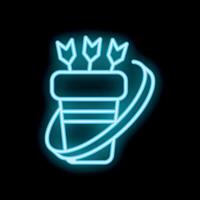 Neon sign of medieval quiver with arrows for archery and hunting vector