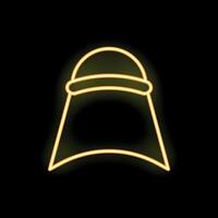 Neon sign showing a welding helmet in operation on black background vector