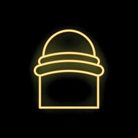 Neon icon of trash can glowing yellow on black background vector