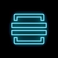 Glowing neon database icon on dark background representing data storage vector