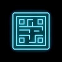 Glowing neon qr code icon on a black background vector