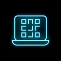 Glowing neon qr code on laptop screen icon illustration vector