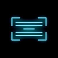 Neon blue text recognition icon glowing on dark background vector