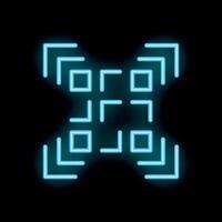Neon qr code scanning symbol glowing on black background vector