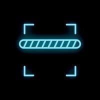Neon blue loading bar icon on black background vector