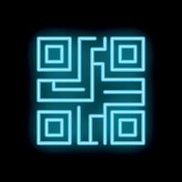 Neon qr code glowing on black background vector