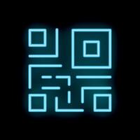 Neon qr code glowing on black background vector