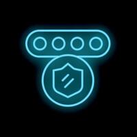 Neon blue password protected icon showing security concept vector