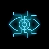 Neon cyber eye showing concept of digital vision vector