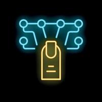 Neon icon of finger touching digital network symbolising user interface vector