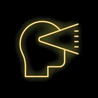 Neon icon of augmented reality system projecting on a human head vector