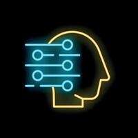 Neon sign representing artificial intelligence processing data vector