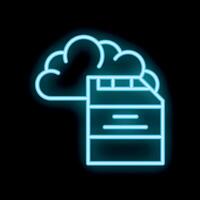 Neon icon of sd memory card saving data to cloud storage vector