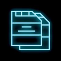 Neon floppy disk icon glowing on black background vector